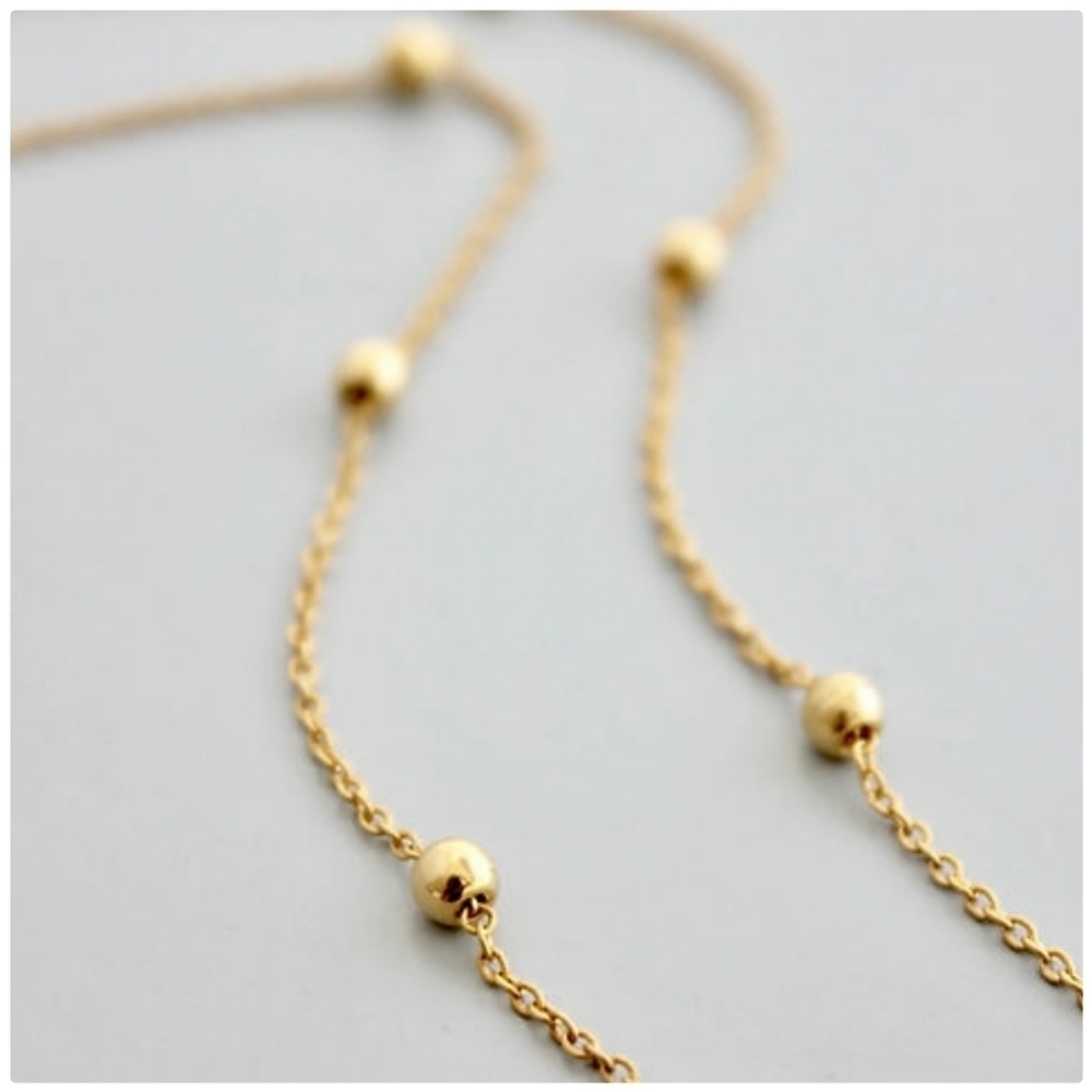 NWT David Aubrey Gold Chain Dots Necklace - 16" Anthropologie